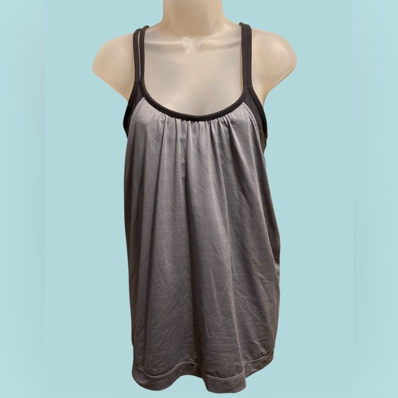 Athleta Hidden Agenda Tank Top Grey & Black Large EUC - Picture 3 of 9